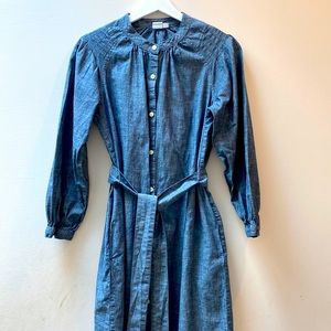 Denim coloured calf length shirt dress